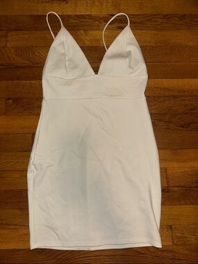 Blue Blush White Mini Dress with Spaghetti Straps